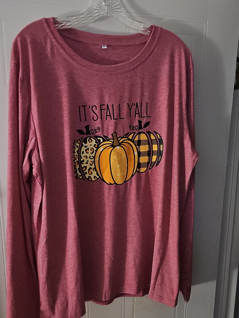 Amazon Women's Long Sleeve 'It's Fall Y'all' Pumpkin Graphic Tee - Rose